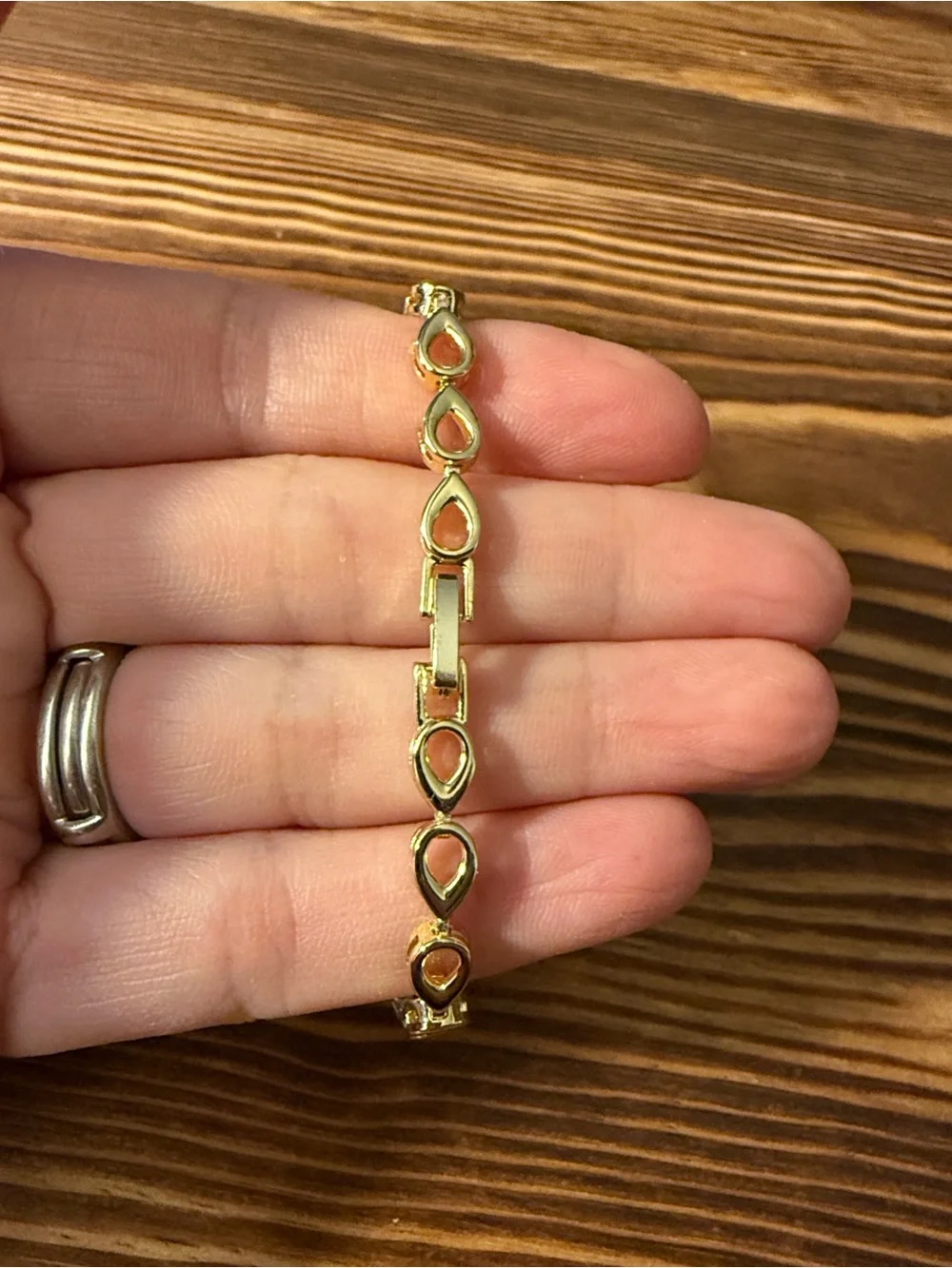 Gold Plated Crystal Floral Link Bracelet for Women